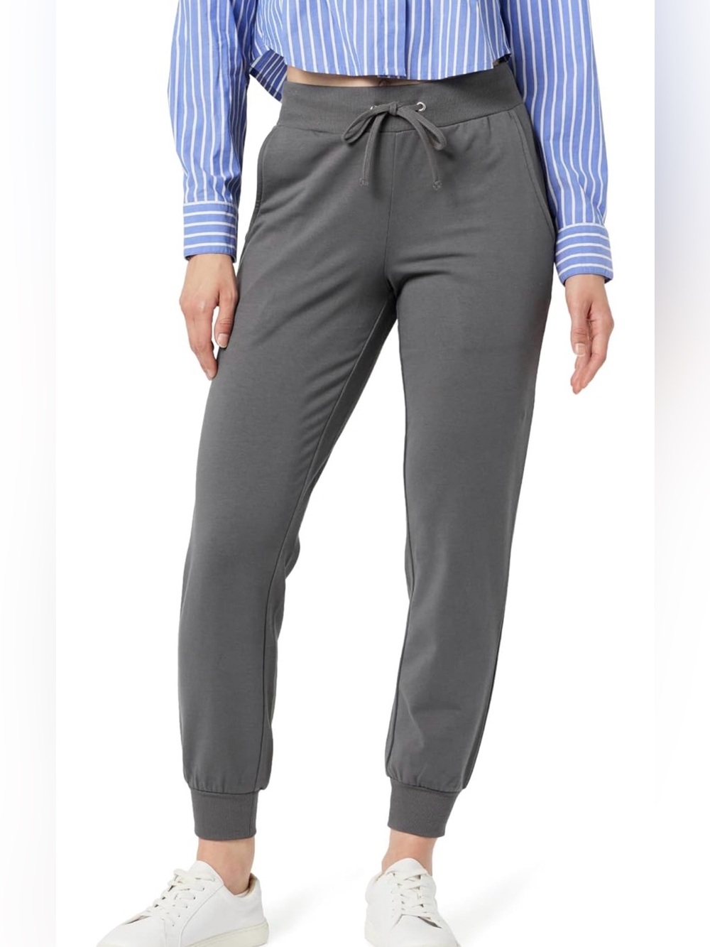 The Drop Women's Grace Tornado Grey Supersoft Stretch Rib-Cuff Jogger XXS NWT